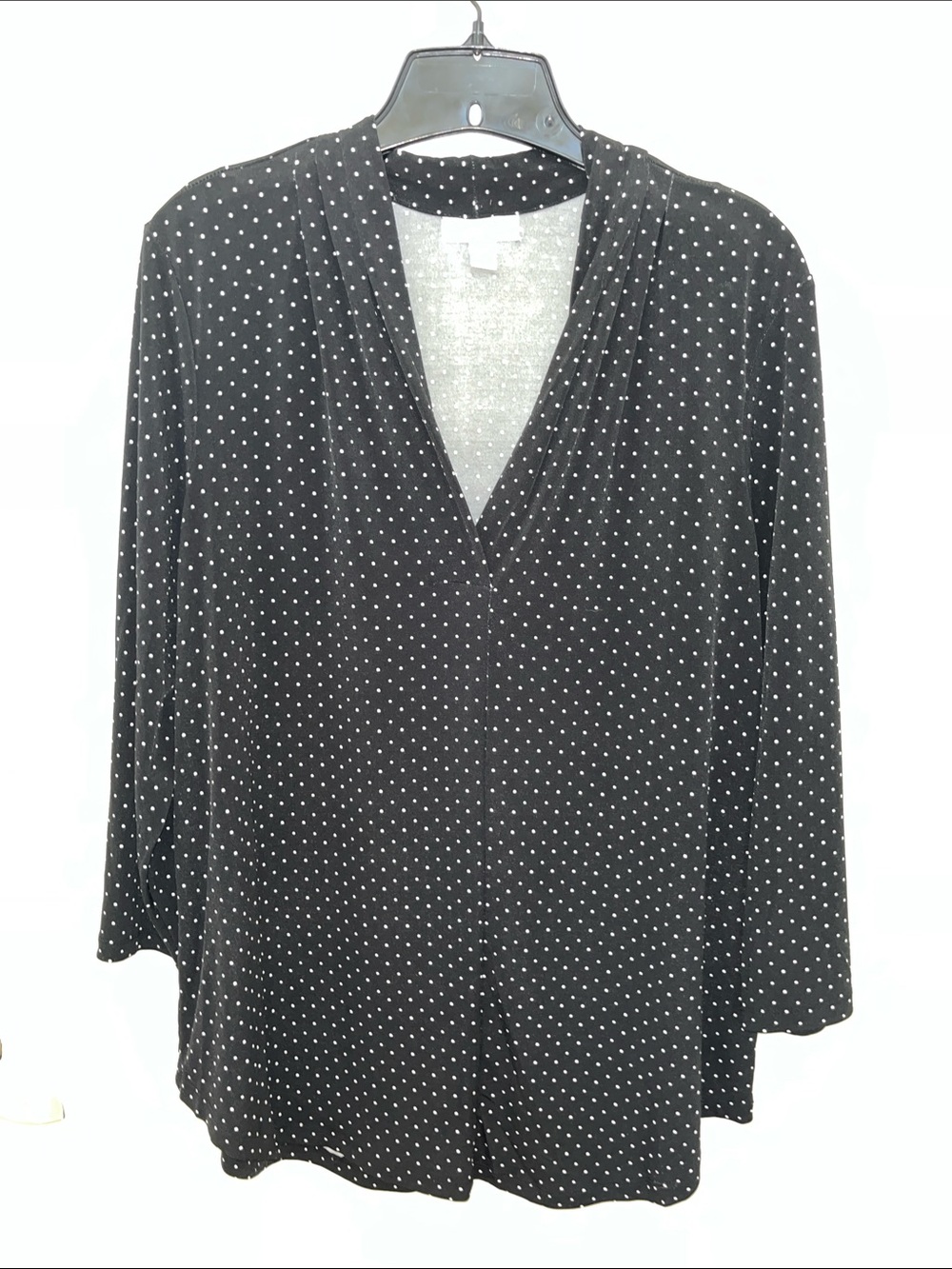 Charter Club Black & White Polka Dot V-Neck Top